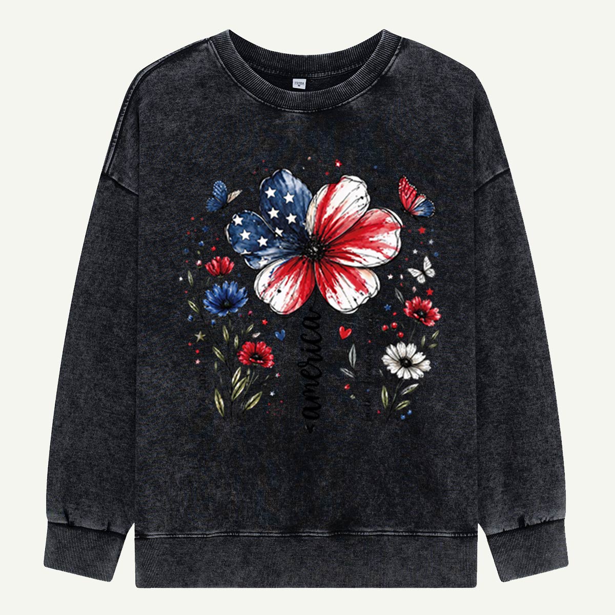 USA 250th Anniversary Floral Washed Sweatshirts