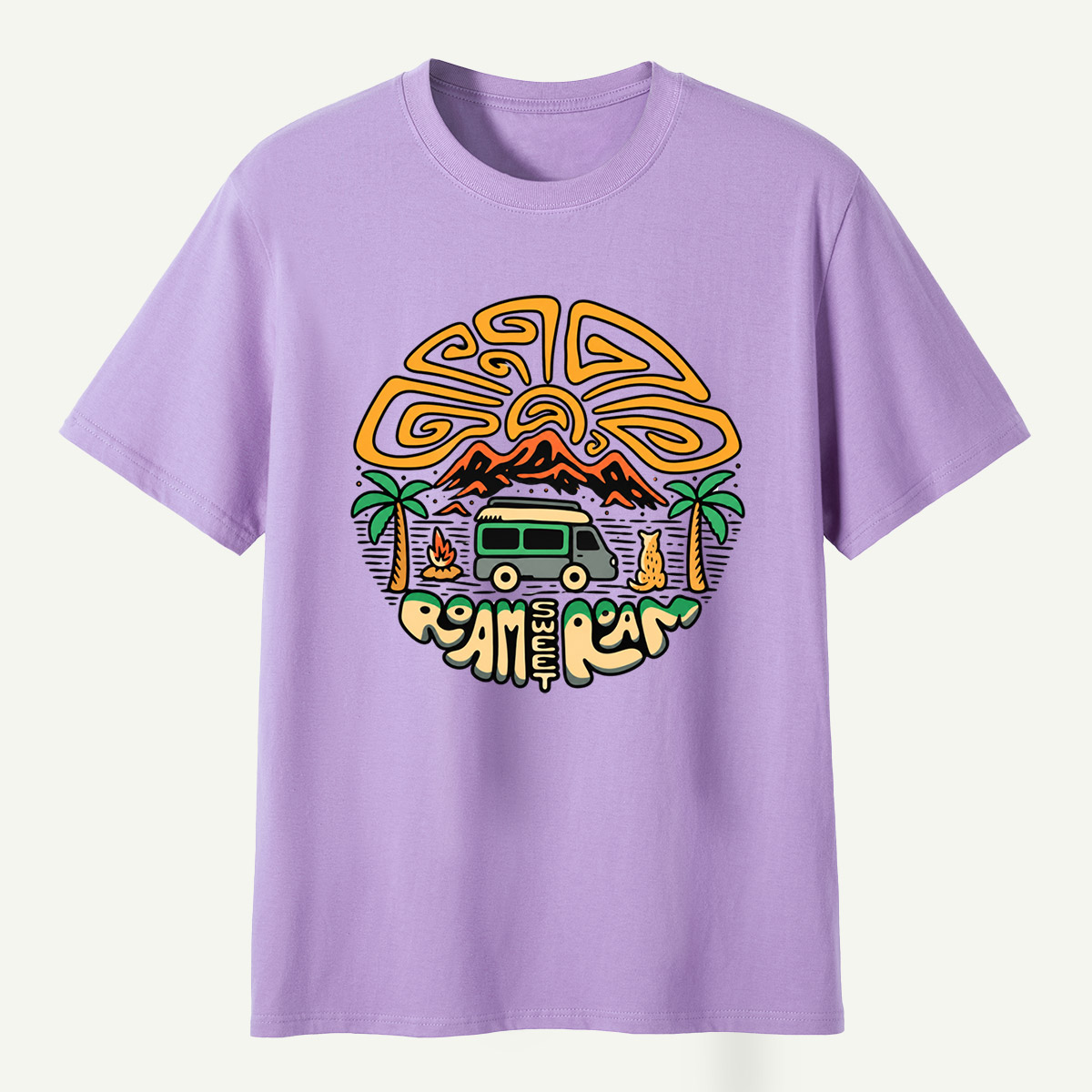 Roam Wild Camper Van Mountain Camping Adventure T-Shirt