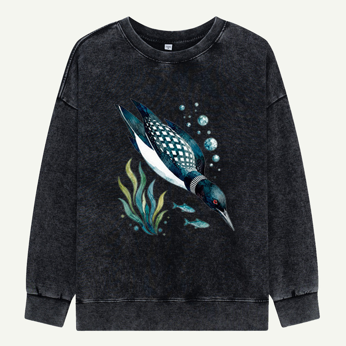 Loon Goes Fishing Washed Sweatshirts
