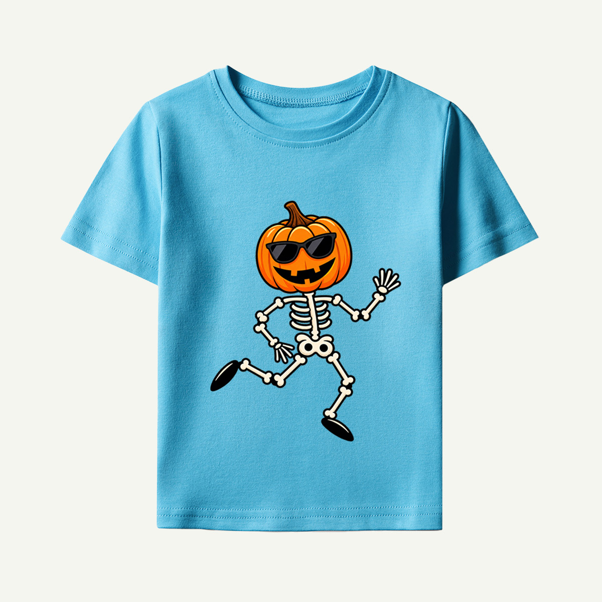 Cool Pumpkin Skeleton Running Kids T-Shirt