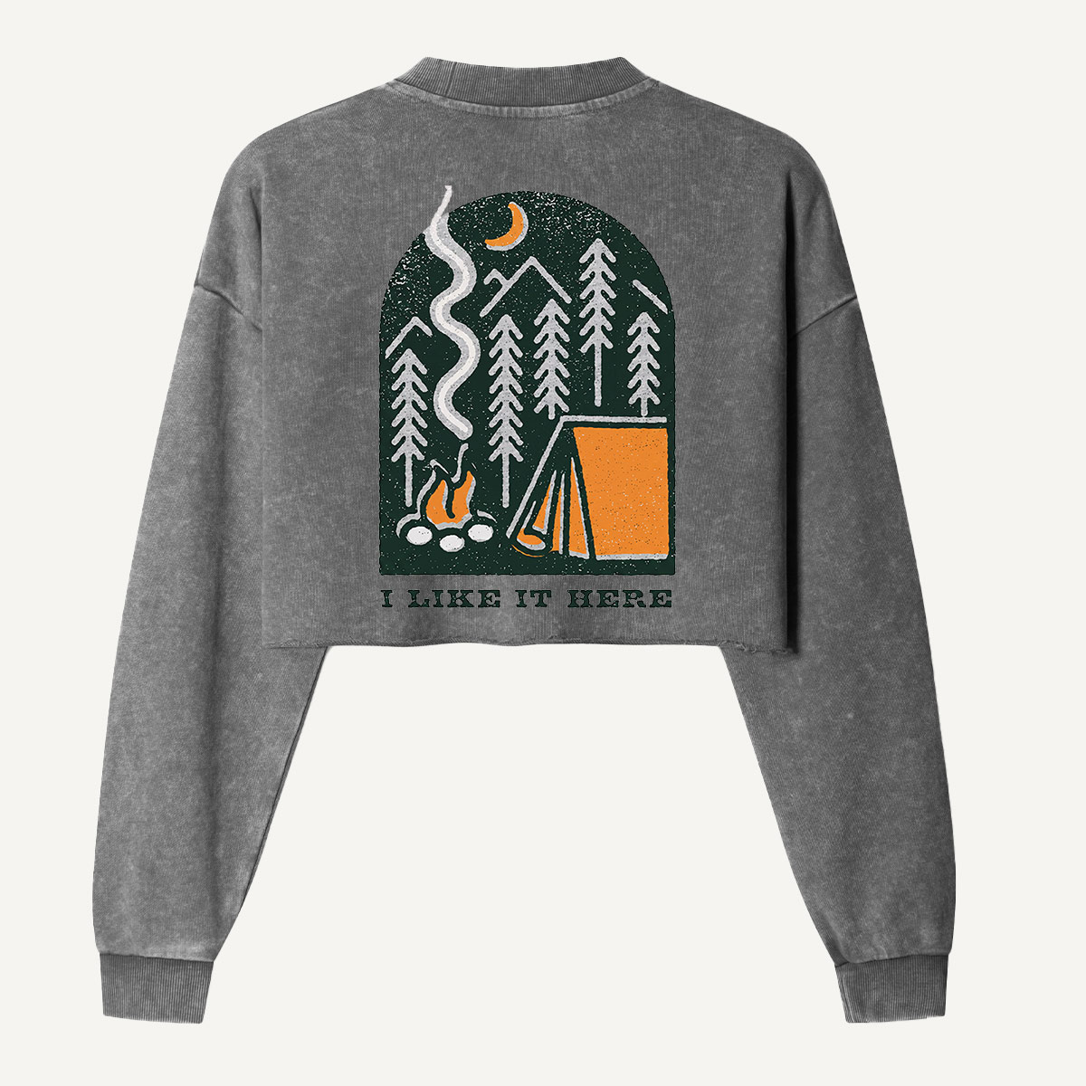 Moonlit Forest Camping Escape Women's Washed Cropped Sweatshirt