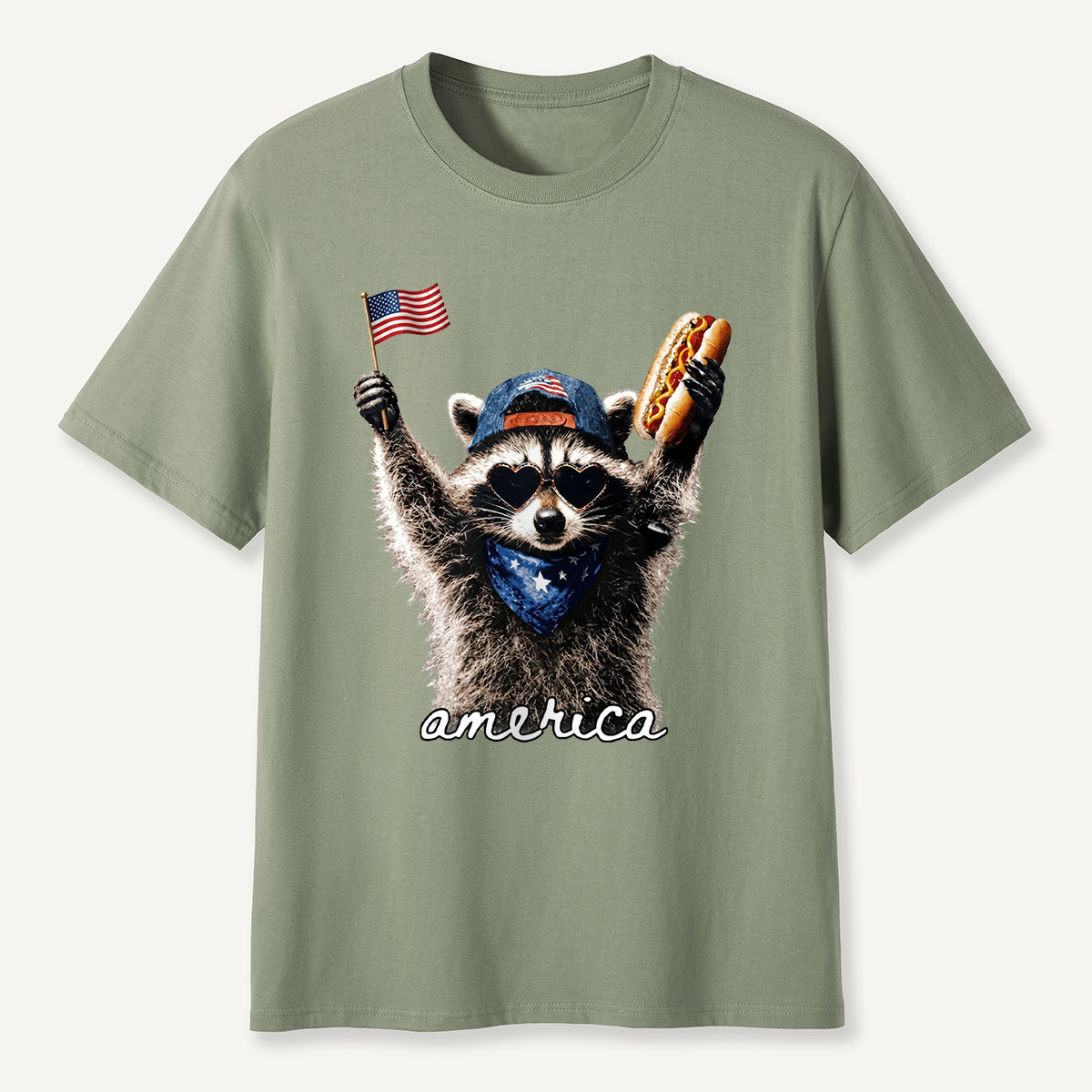 Patriotic Raccoon America T-Shirt