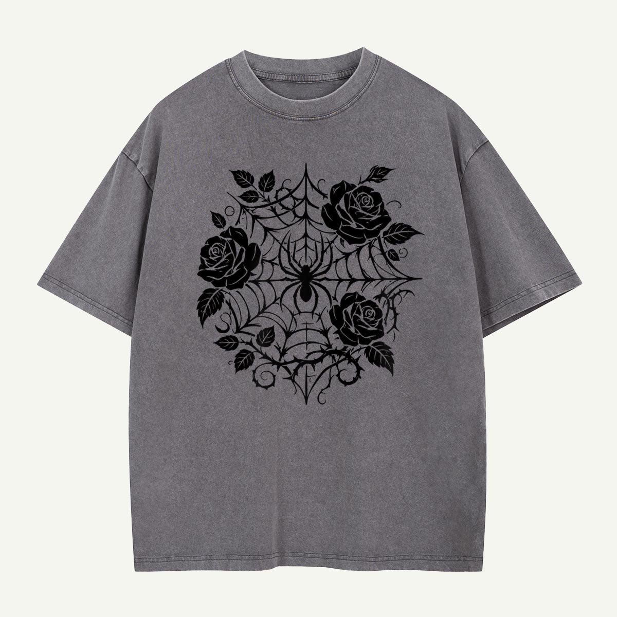 Roses Caught in the Web Washed T-Shirt