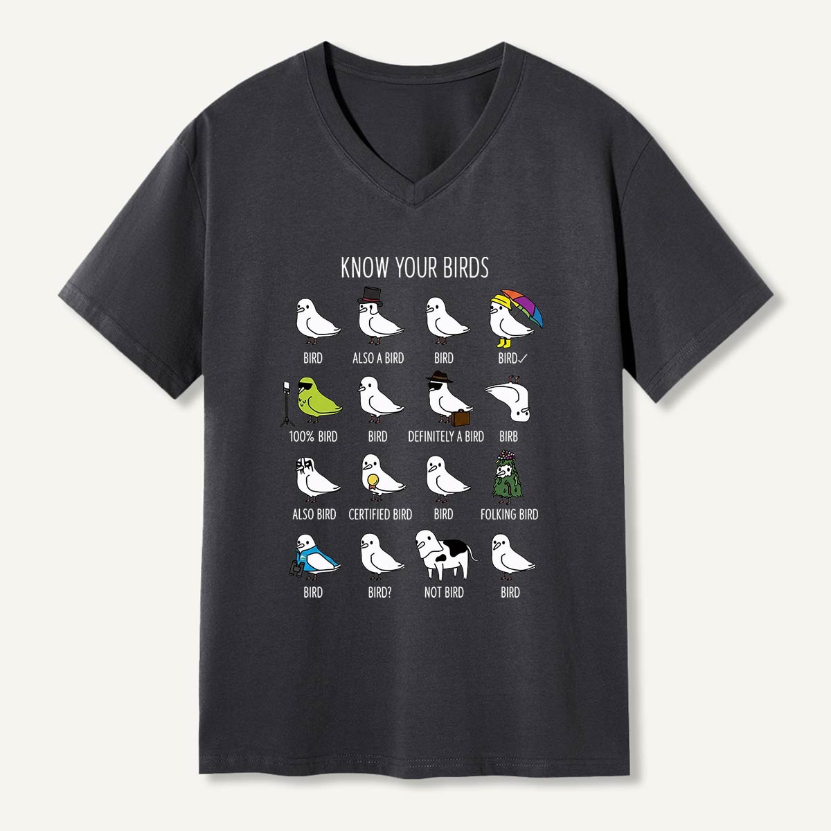 Know Your Birds Bird Chart V-neck T-Shirt