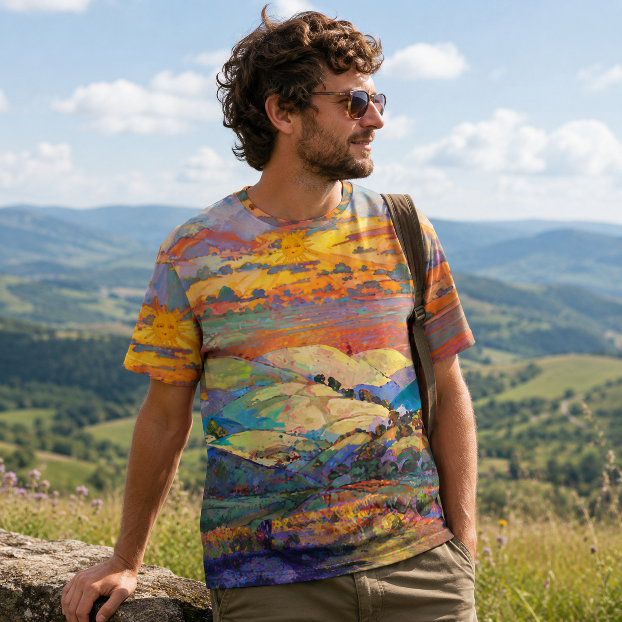 Wildflower Mountain Sunset Meadow Premium Pure Cotton Tee