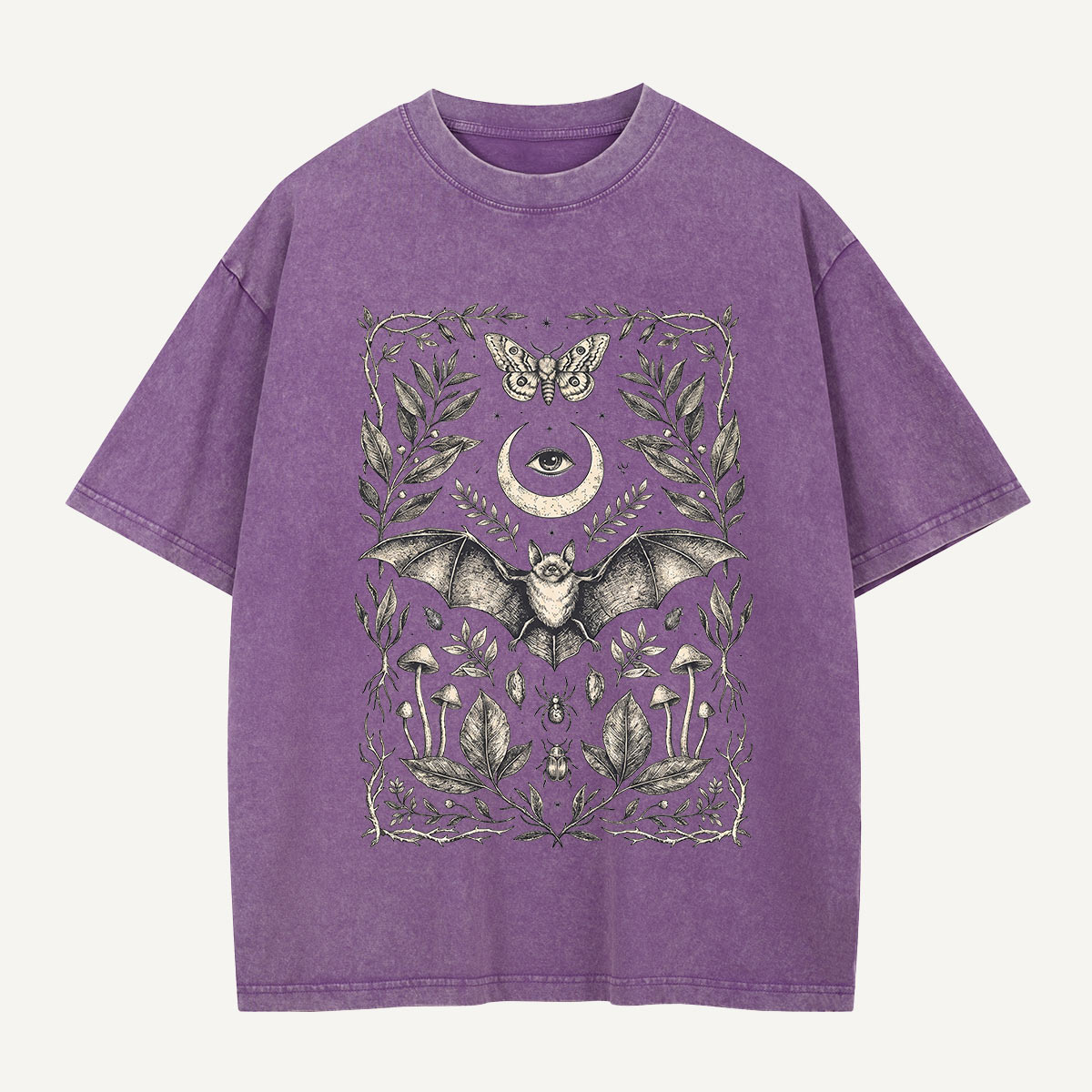  Moonlit Bat Botanica Washed T-Shirt