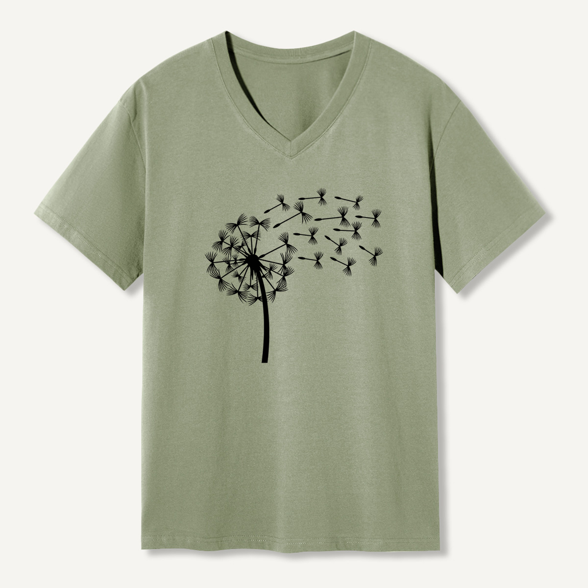 Dandelion Seeds Line Art V-neck T-Shirt