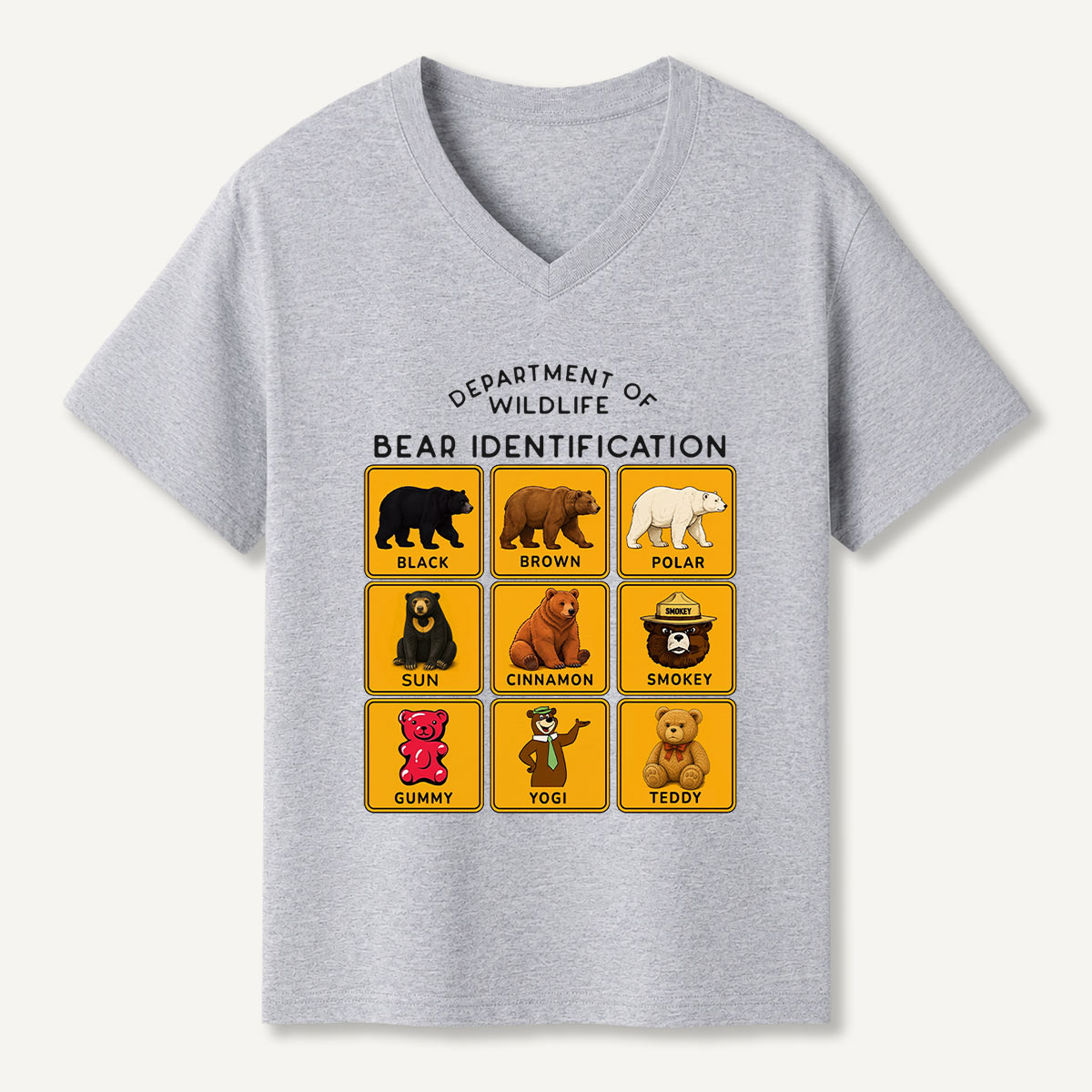 Department of Wildlife Bear Identification Gummy Bear V-neck T-Shirt