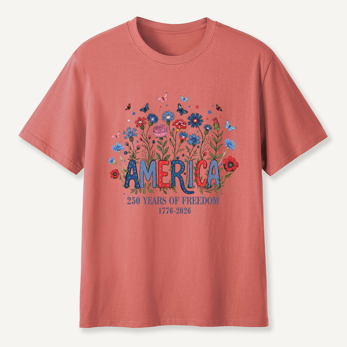 America 250 Years of Freedom 1776–2026 Floral T-Shirt