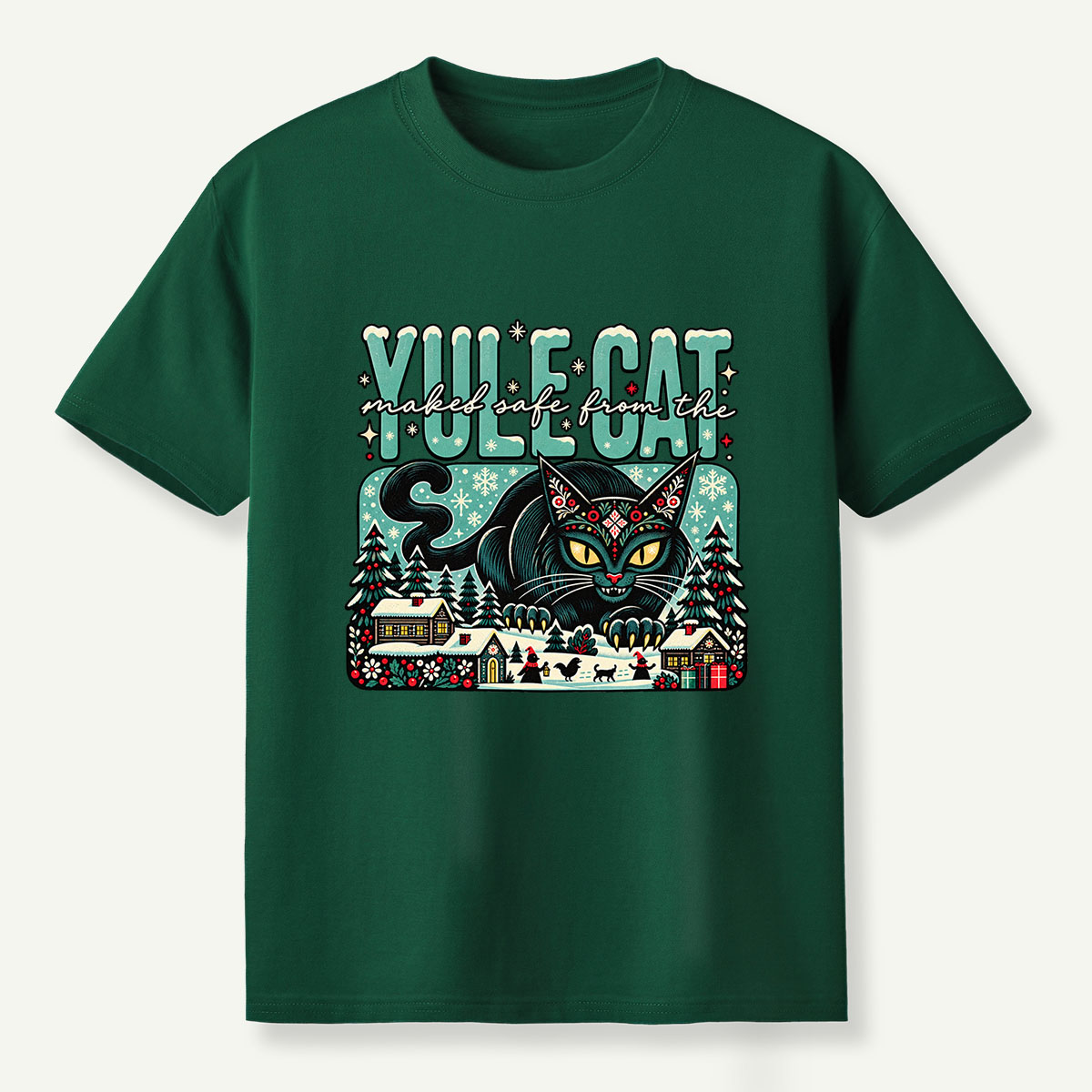 Yule Cat Naked Safe From The Christmas Cat T-Shirt