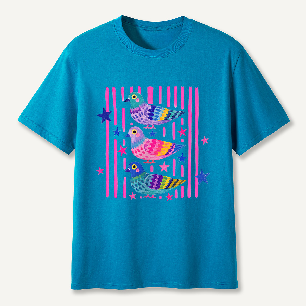 MDCTBYWY26072006 Colorful Pop Pigeon T-Shirt