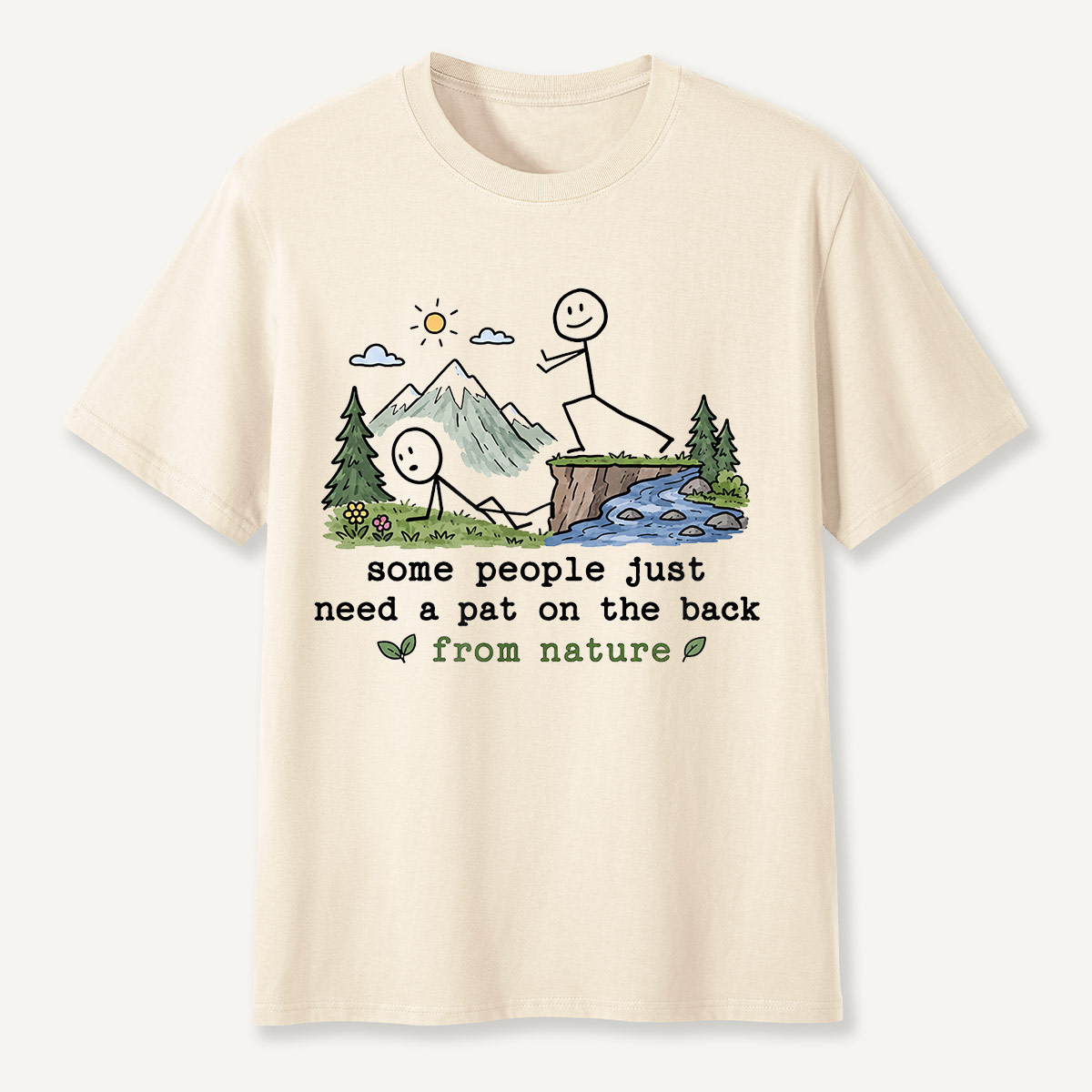 Pat on the Back from Nature Stick Figure Hiking T-Shirt
