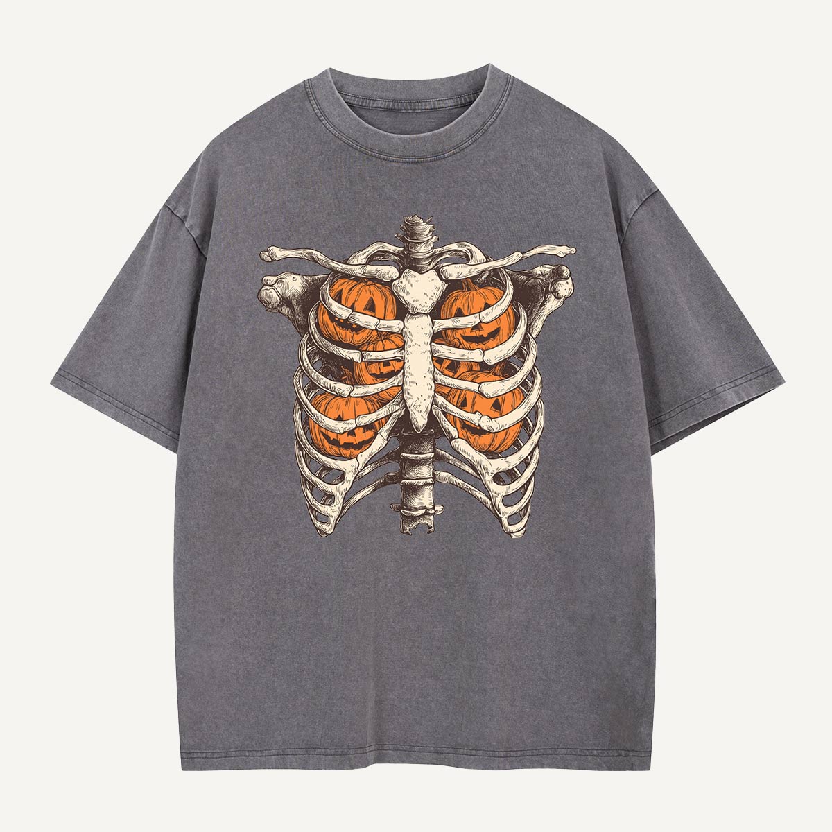  Pumpkin Cage Chest Washed T-Shirt