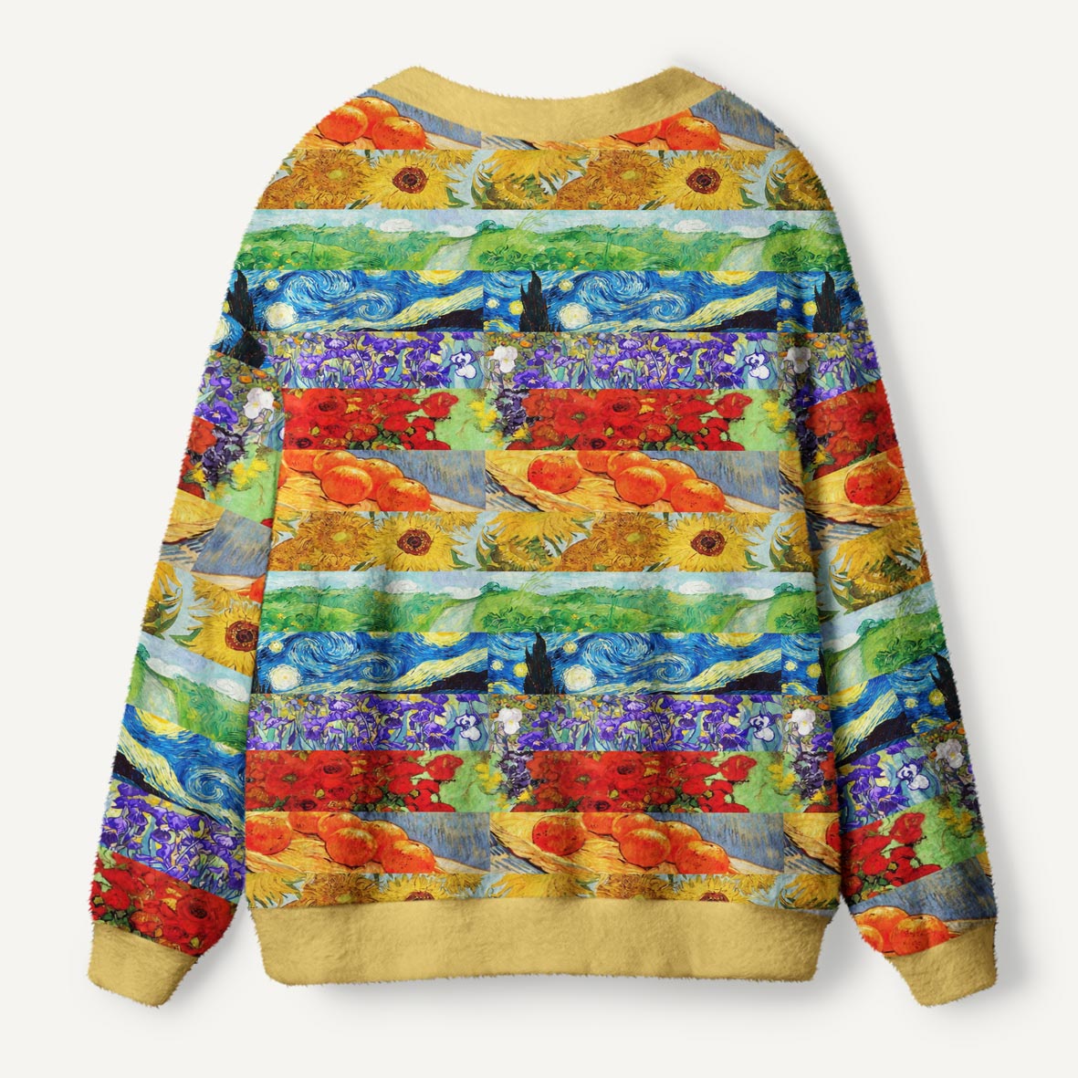 Van Gogh Inspired Masterpieces Roses Oranges Sunflowers Starry Night And Irises Ugly Cardigan Sweaters