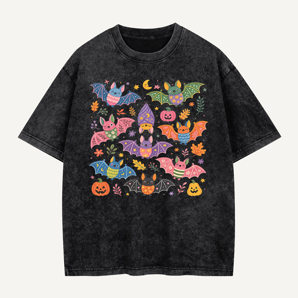 Bats at the Pumpkin Party Washed T-Shirt