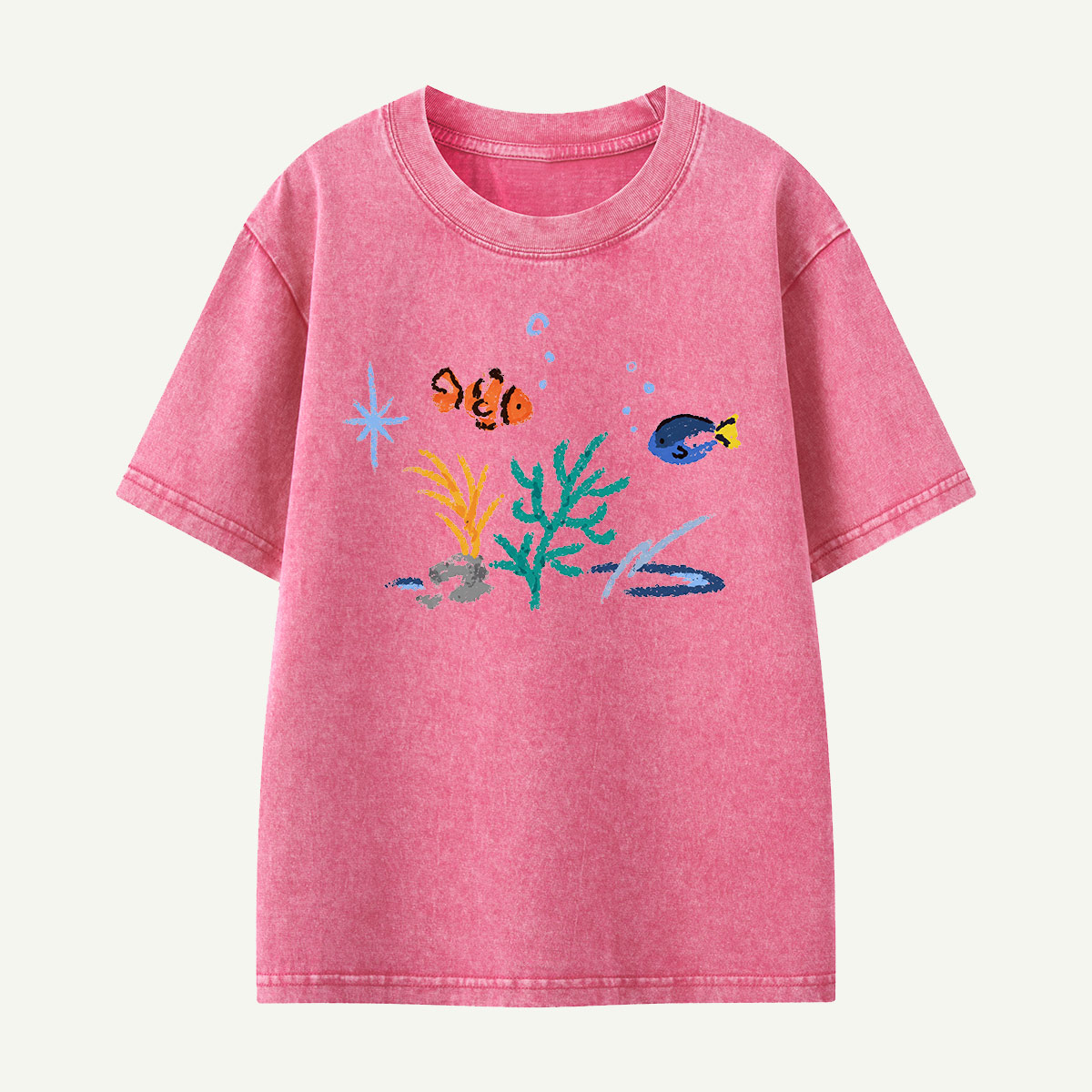 Colorful Reef Fish Underwater Kids Washed T-Shirt