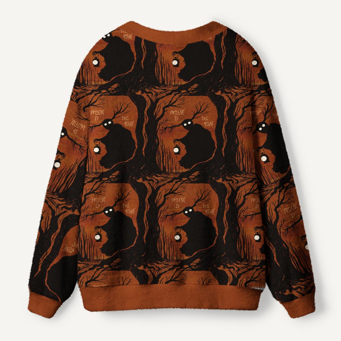 Patient Is The Night Lantern Holding Forest Creature Ugly Cardigan Sweaters