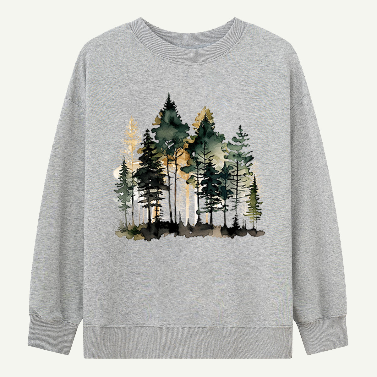 Watercolor Pine Forest Landscape Sweatshirts