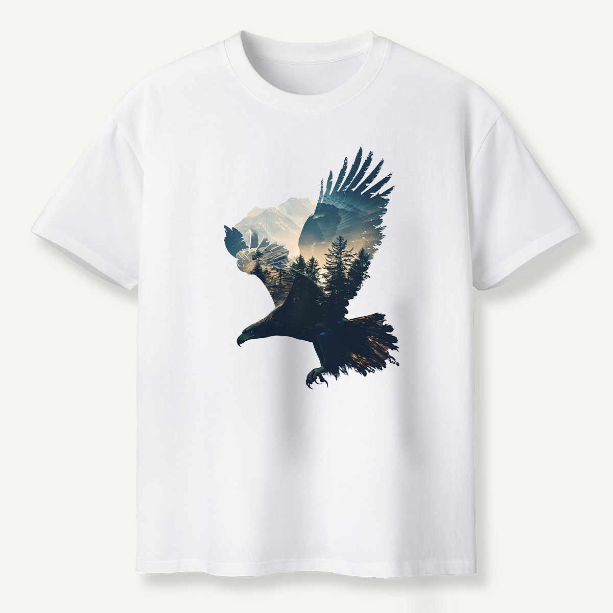 Bald Eagle Mountain Forest Double Exposure T-Shirt