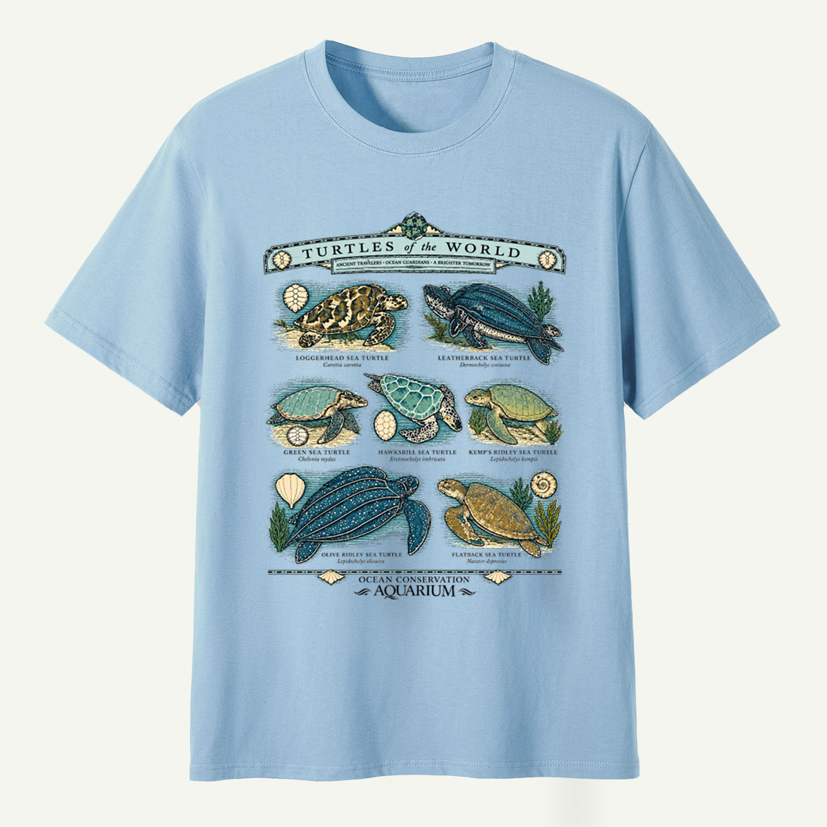 Turtles Of The World Ocean Conservation Field Guide T-Shirt