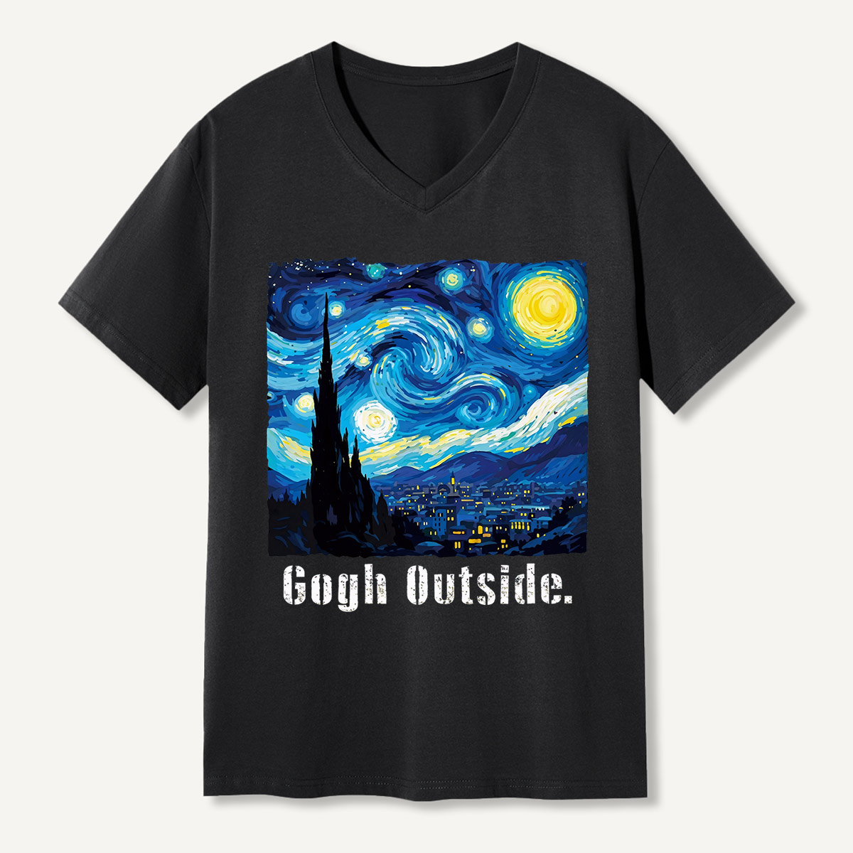 Swirl Night Sky Gogh Outside V-neck T-Shirt