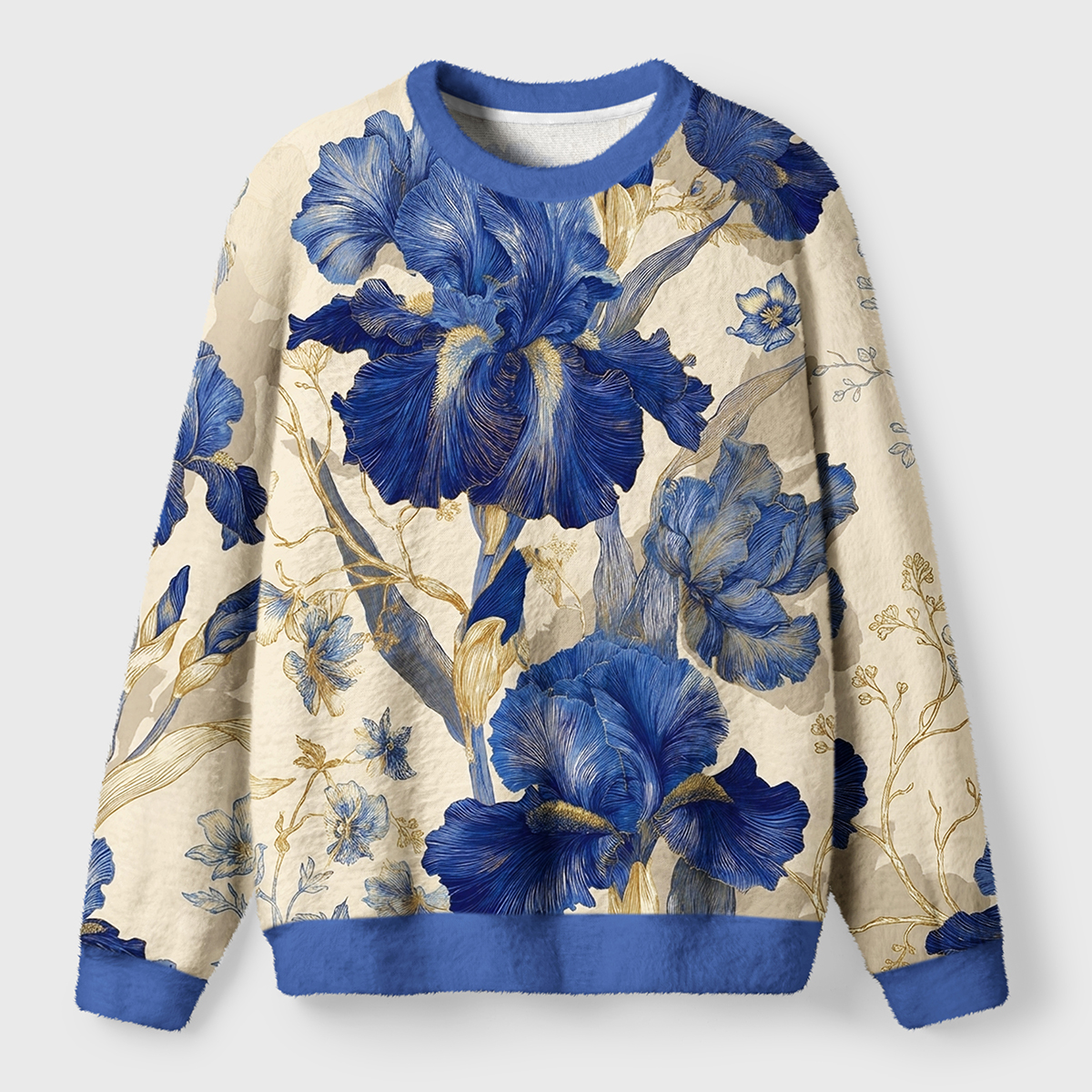 Blue Iris Botanical Fuzzy Fleece Sweatshirt
