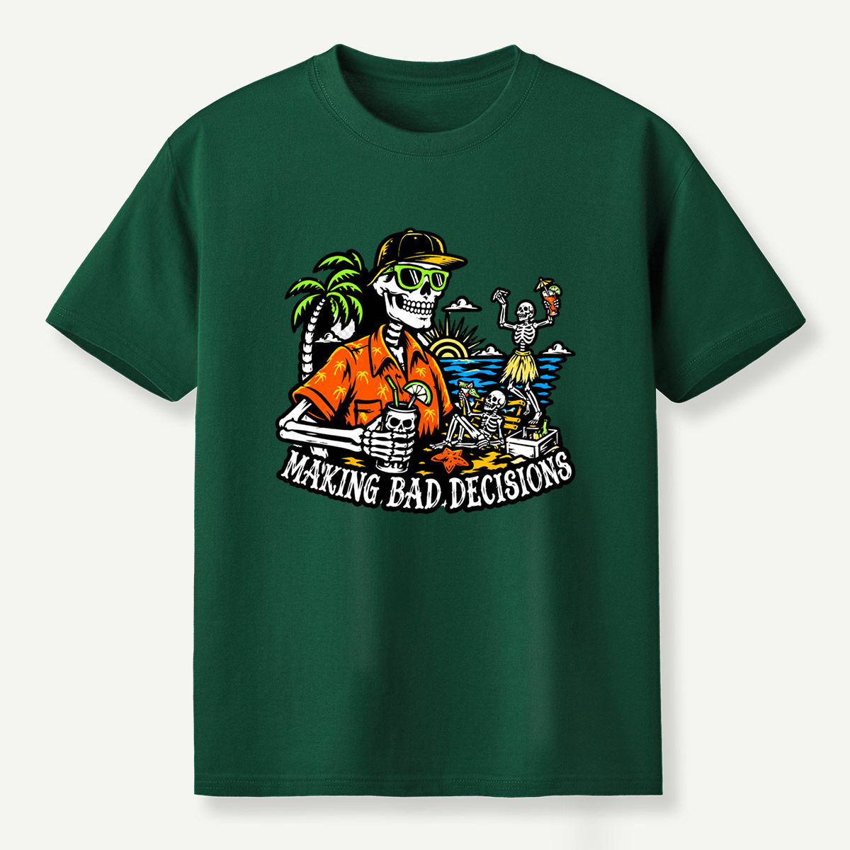 Making Bad Decisions Tropical Skeleton Vacation T-Shirt