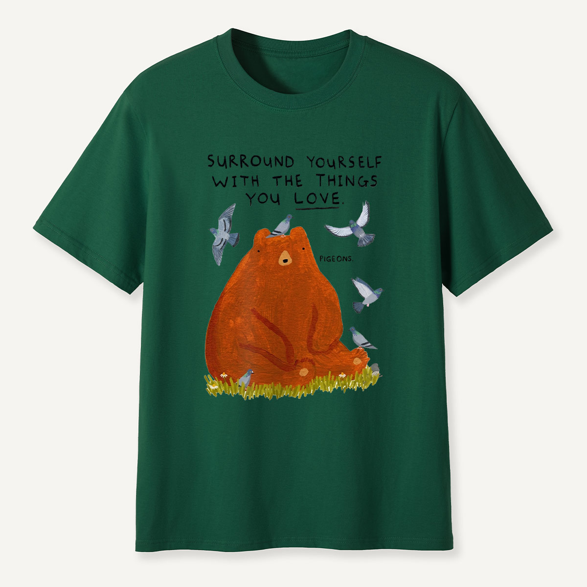Wildlife Bear and Pigeons Inspirational T-Shirt