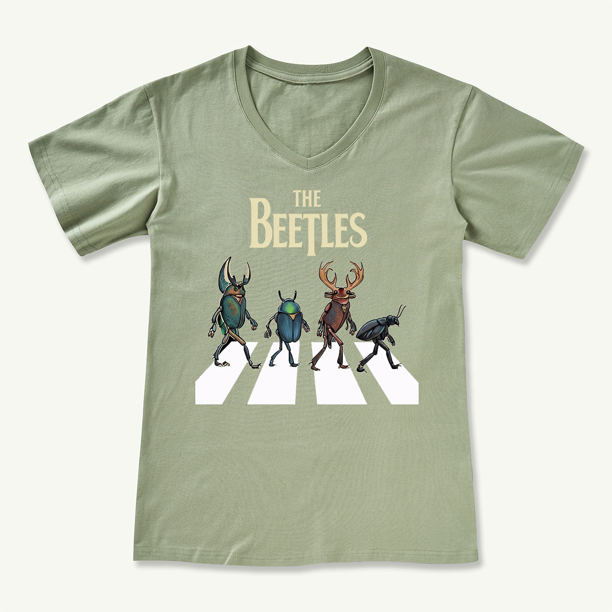 The Beetles Funny Insect Band V-neck T‑Shirt