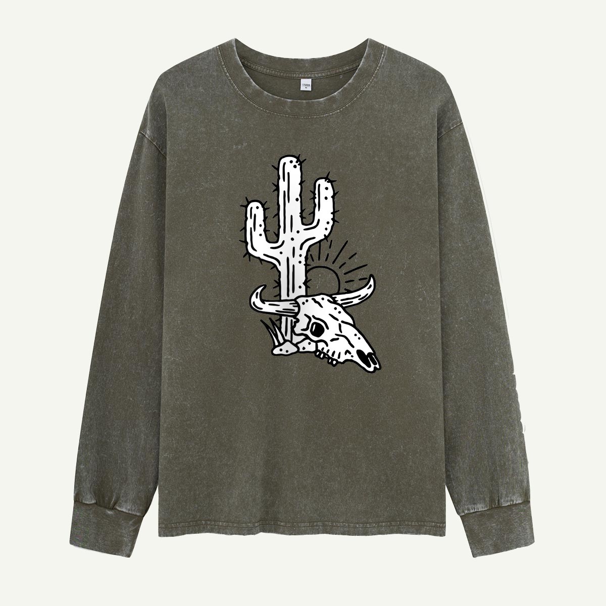 Longhorn Skull by the Cactus Washed Long Sleeves