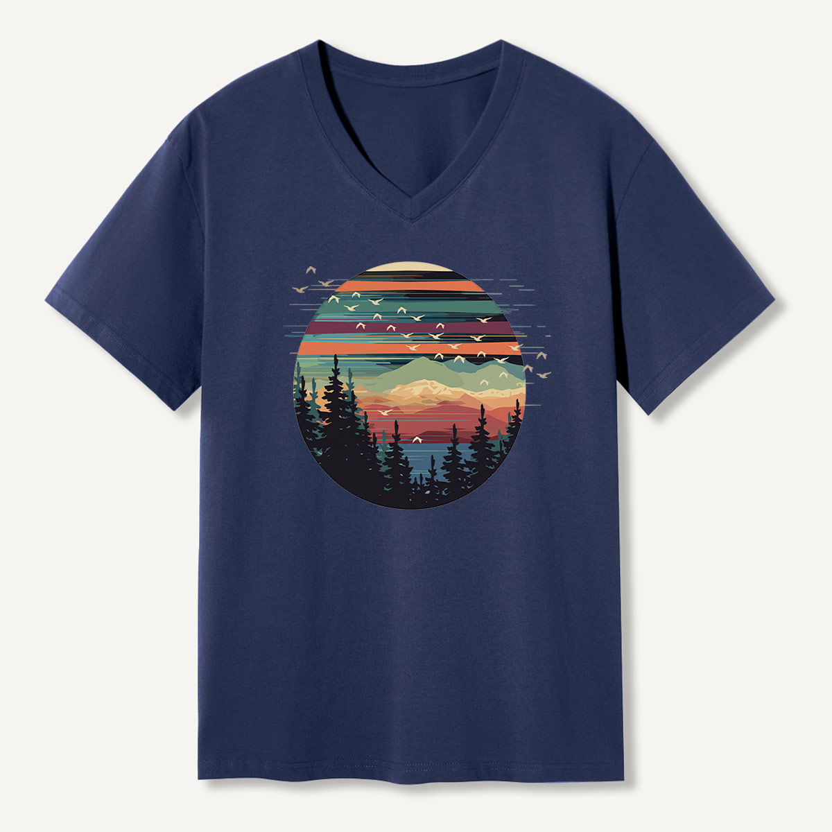 Penguin Sunset Mountain Escape V-neck T-Shirt
