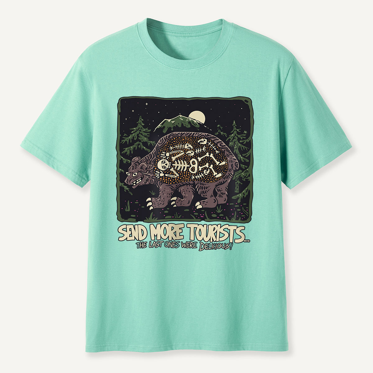 Send More Tourists Bear Skeleton T-Shirt