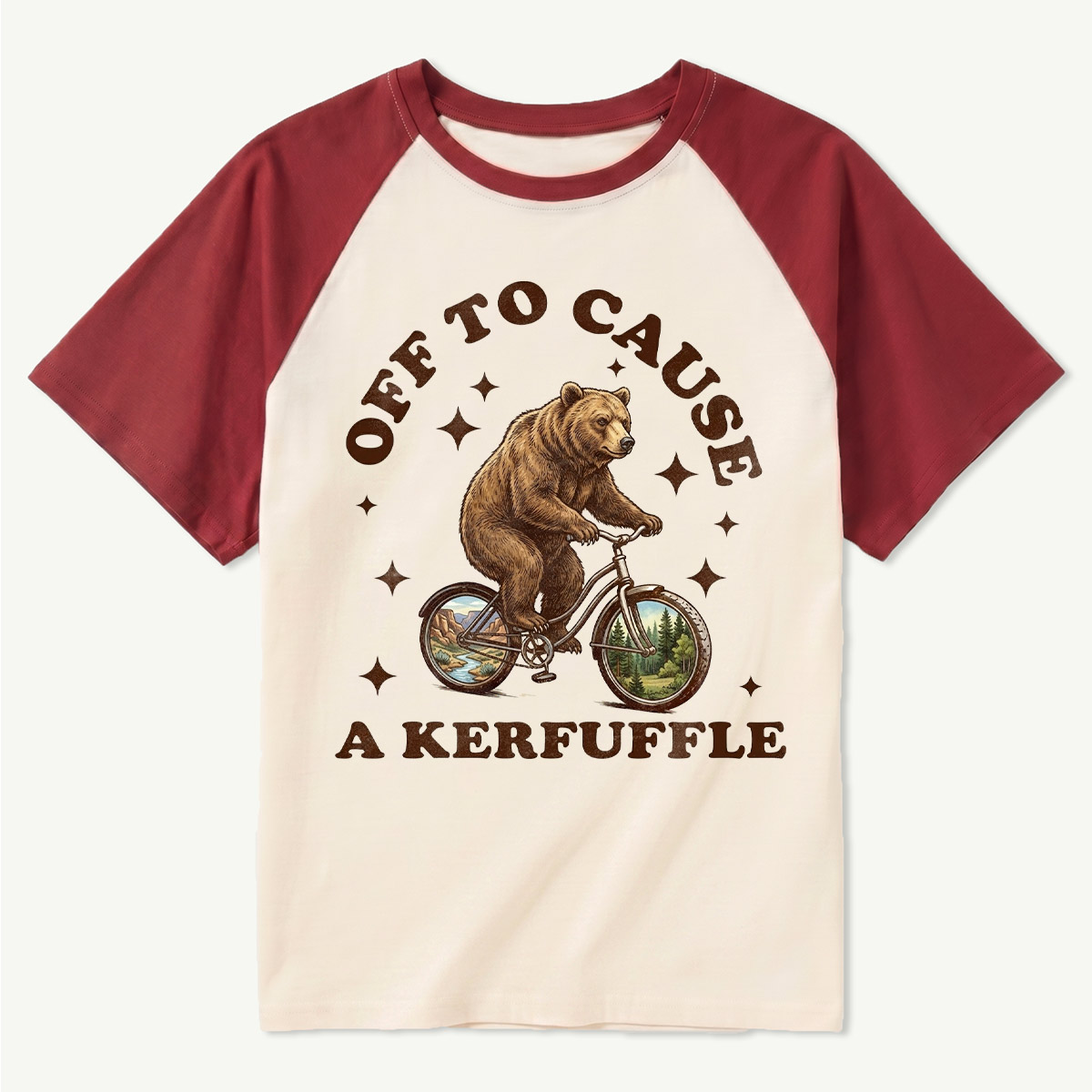 Off To Cause a Kerfuffle Bear Raglan T-Shirt