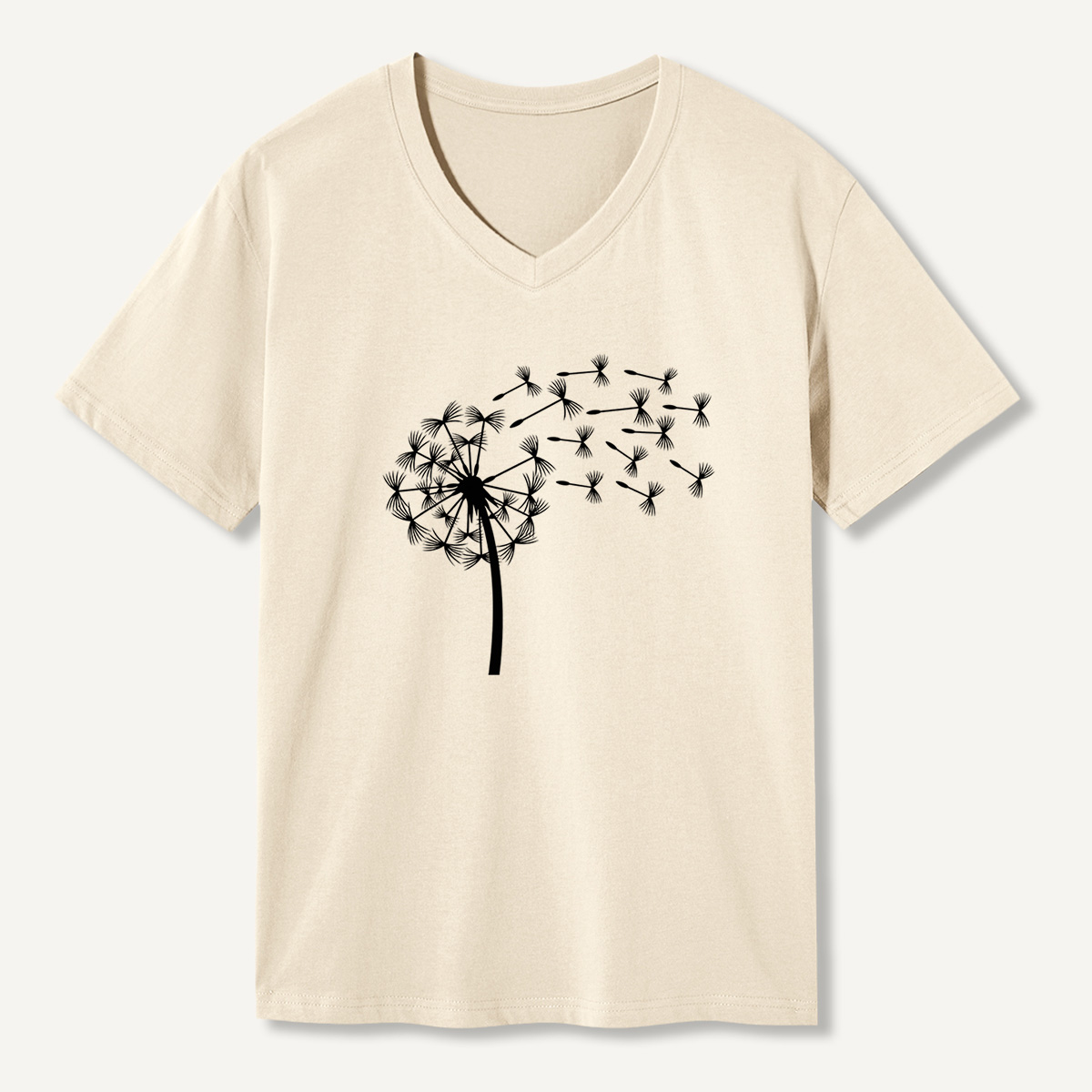 Dandelion Seeds Line Art V-neck T-Shirt