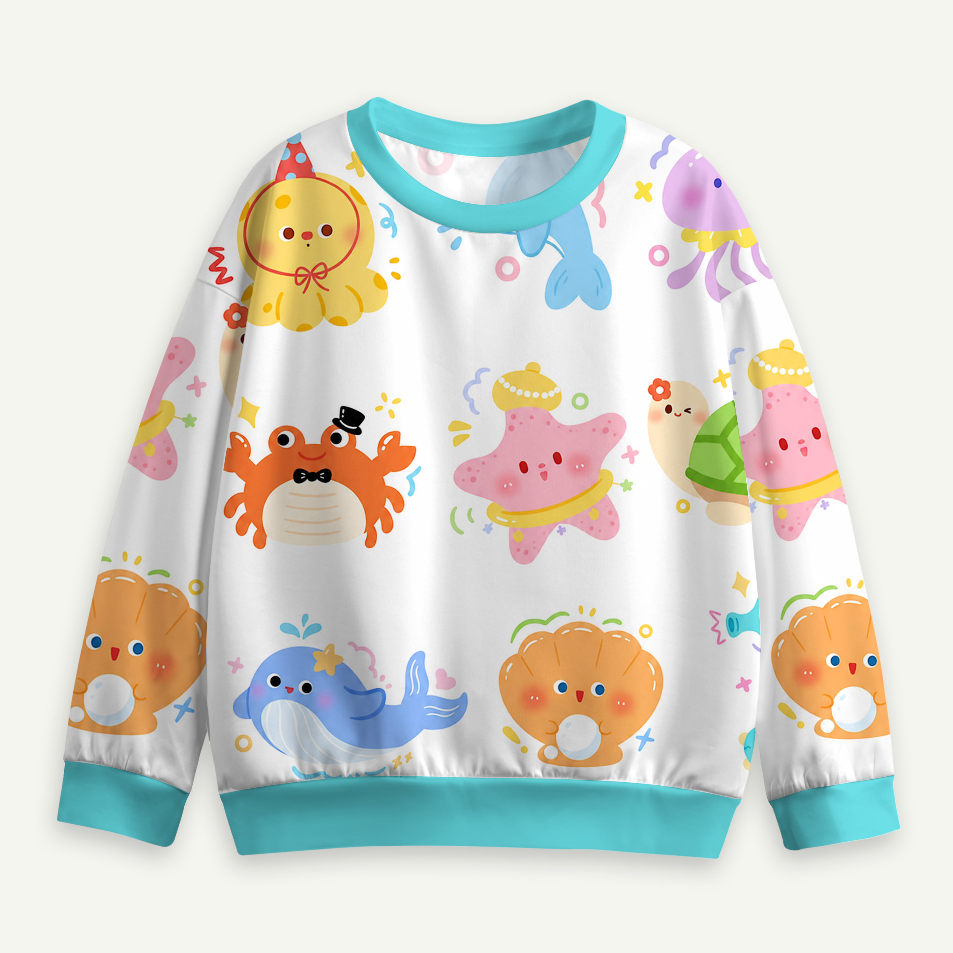 Happy Ocean Friends Parade Kids All-over Printed Sweatshirt