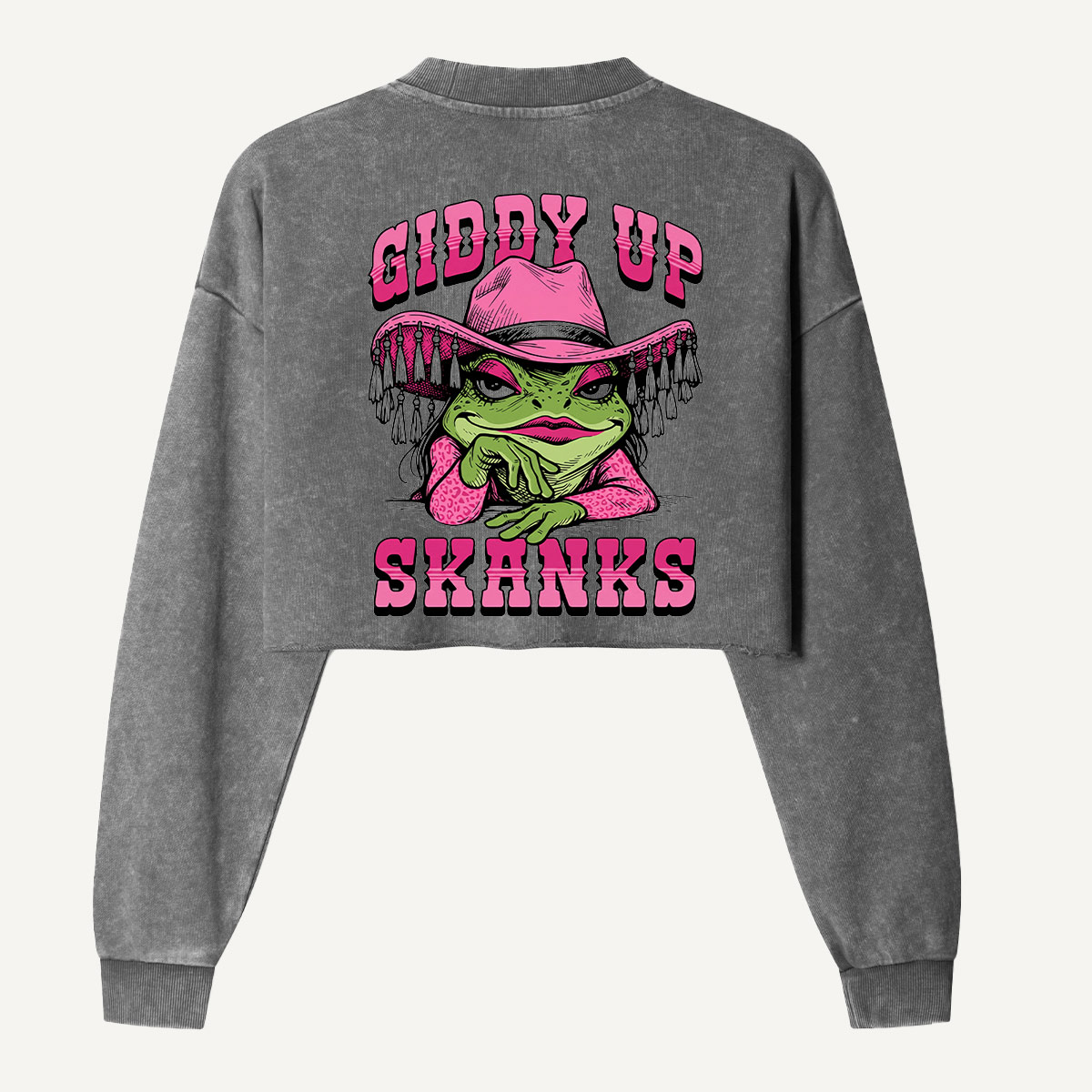 Giddy Up Shrimpies Western Shrimp Women's Washed Cropped Sweatshirt