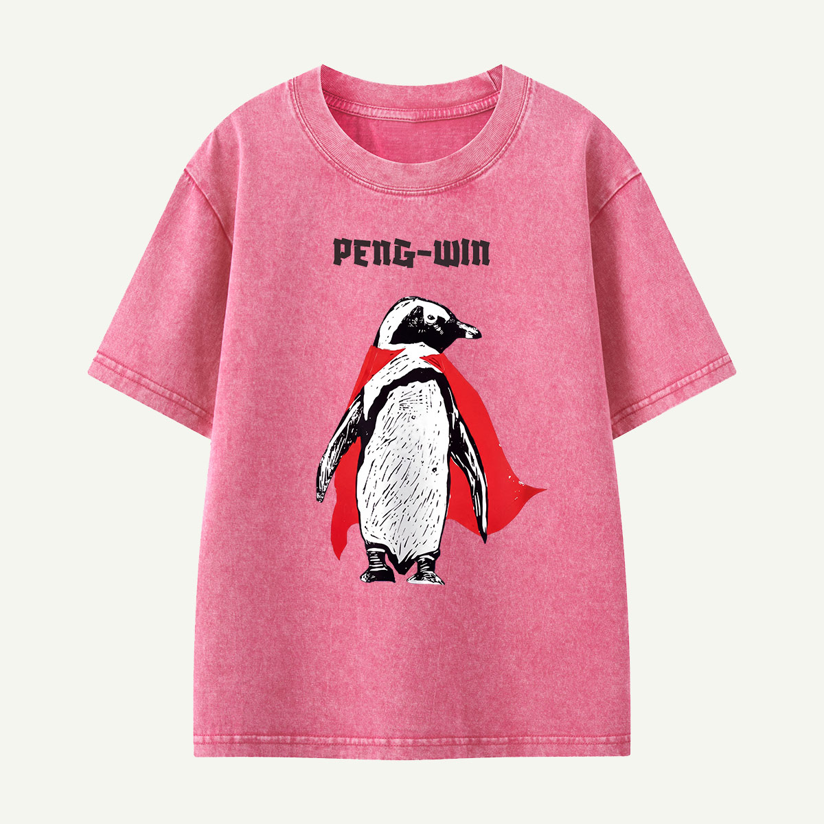 Superhero Peng-win Kids Washed T-Shirt