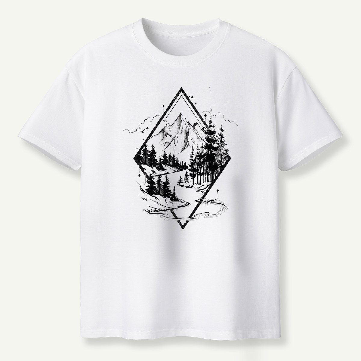 Mountain Forest Diamond Landscape T-Shirt