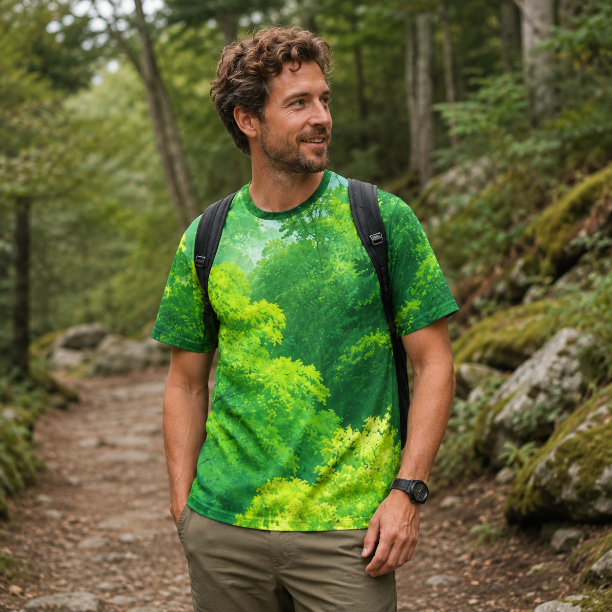 Sunlit Lush Forest Canopy Premium Pure Cotton Tee