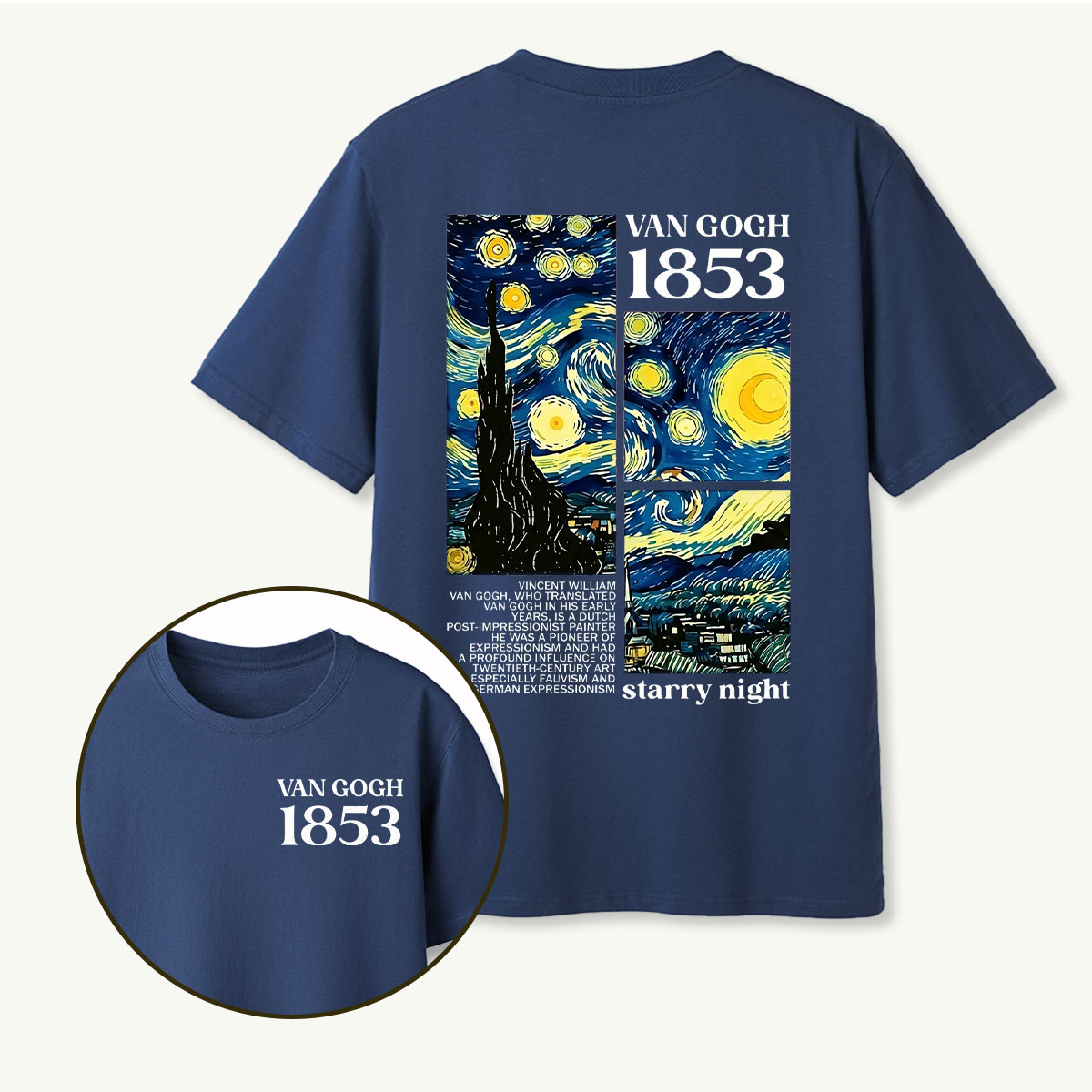 Van Gogh 1853 Starry Night Panel T-Shirt