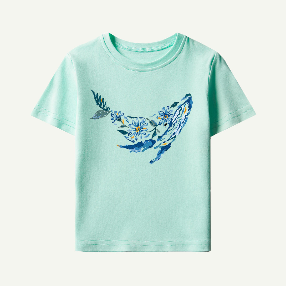 Floral Whale Silhouette Kids T-Shirt