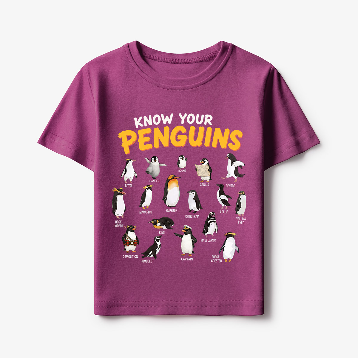 Know Your Penguins Penguin Species Kids T-Shirt