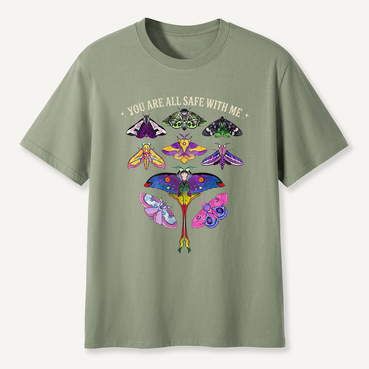 You Are Safe With Me Colorful Moth T-Shirt