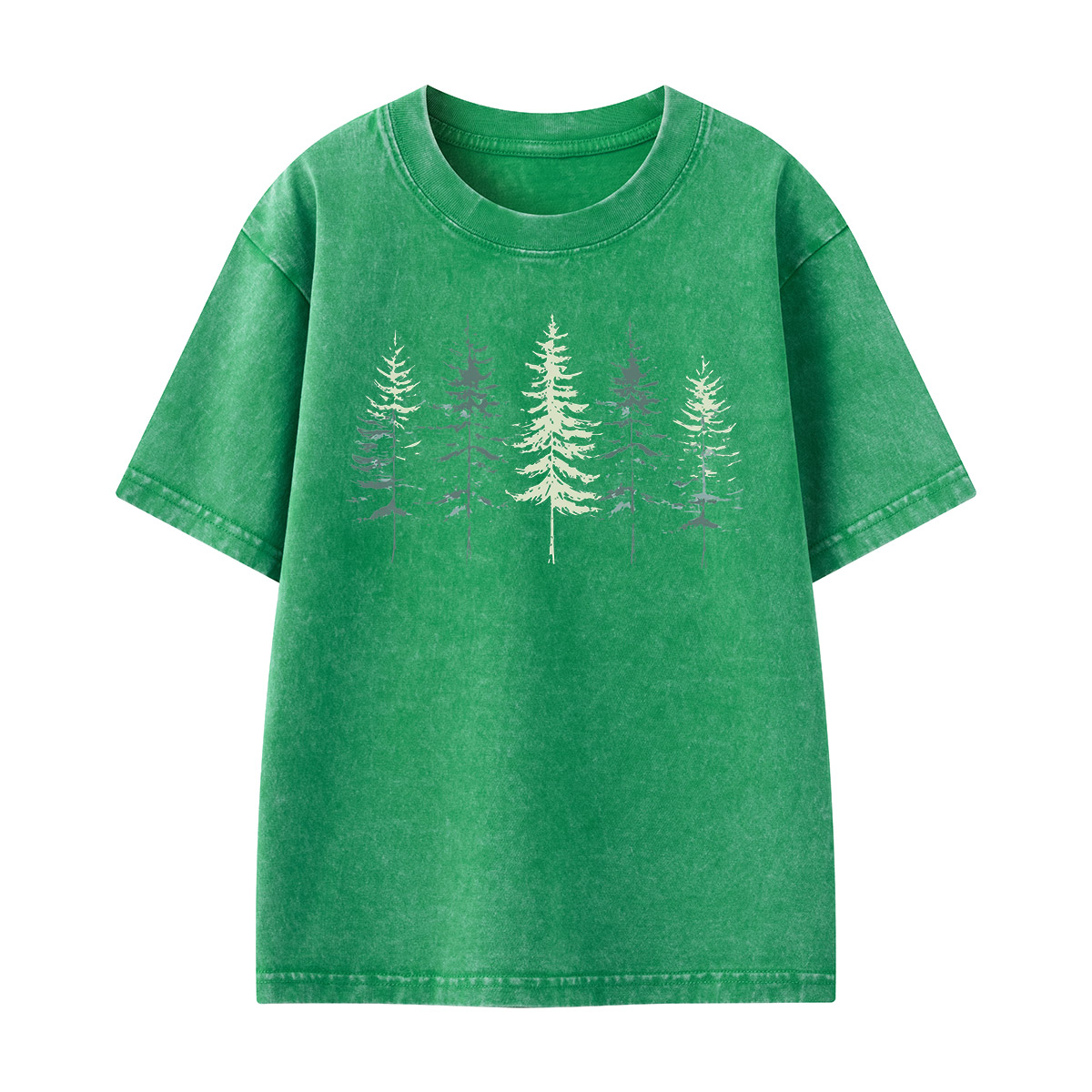 Minimal Pine Forest Silhouette Kids Washed T-Shirt