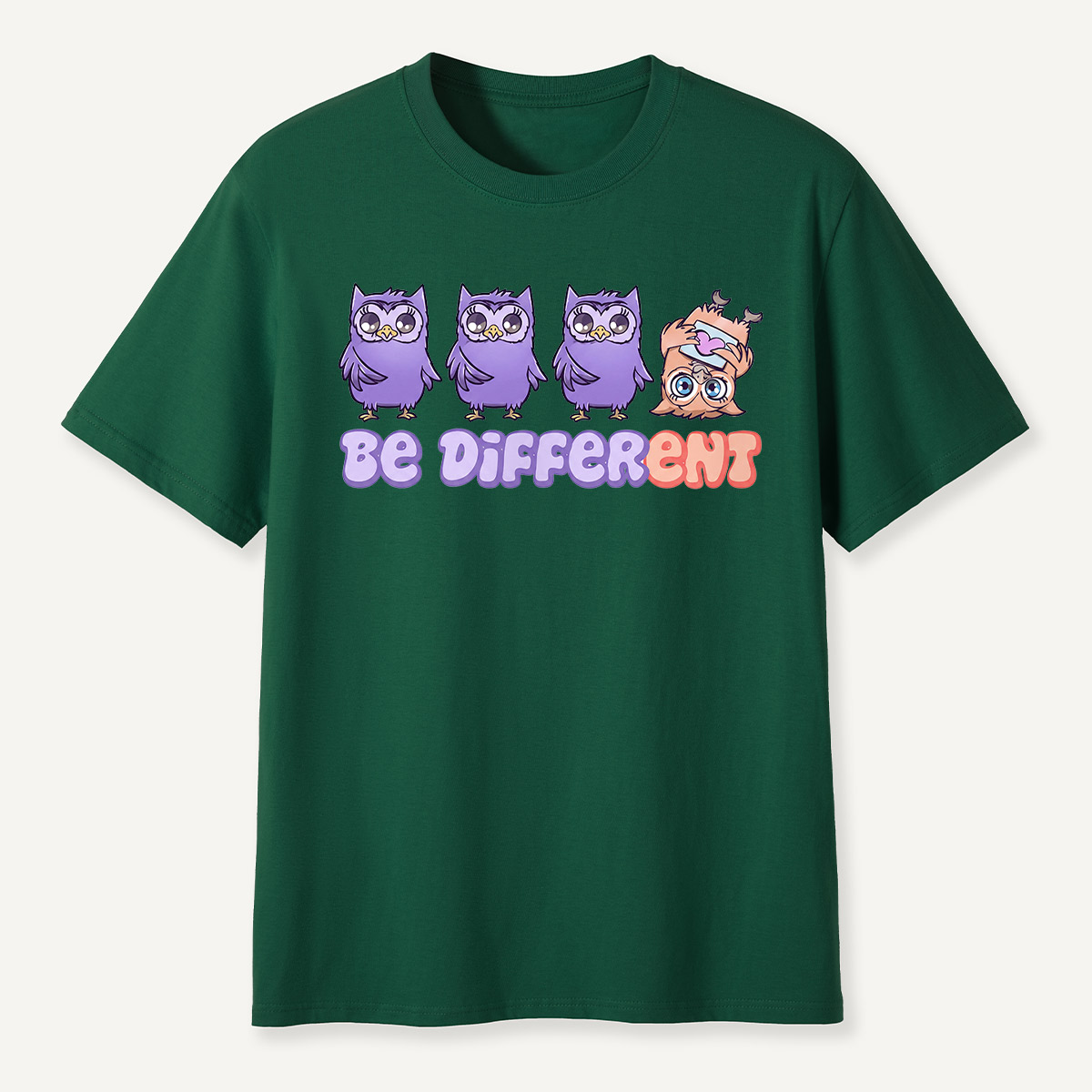 Be Different Cute Purple Owls  T-Shirt