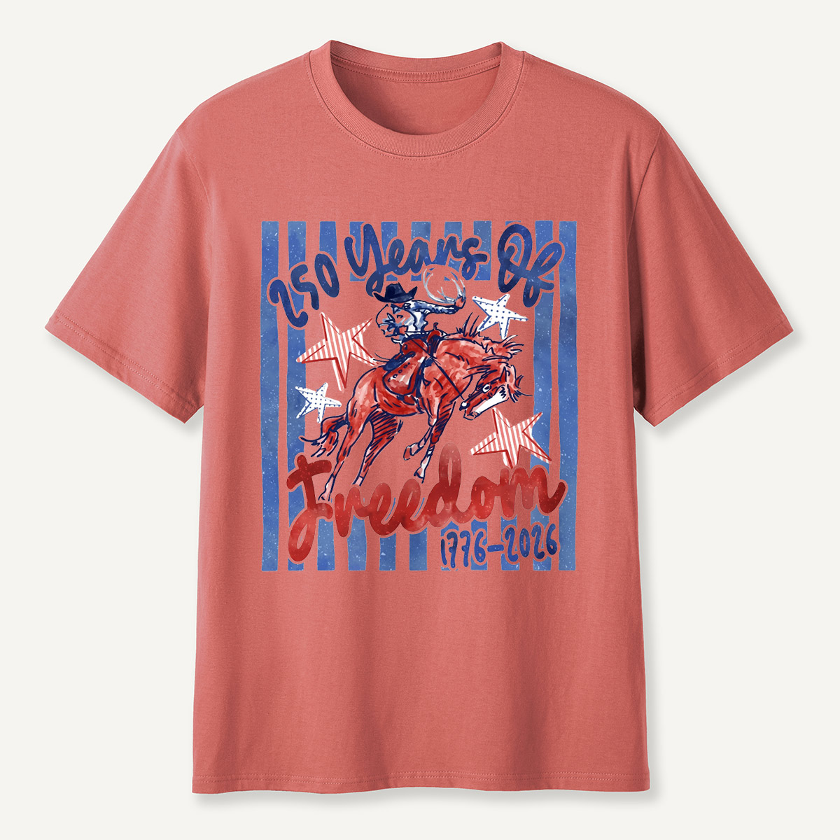 Retro Patriotic Cowboy Horse Riding Freedom T-Shirt