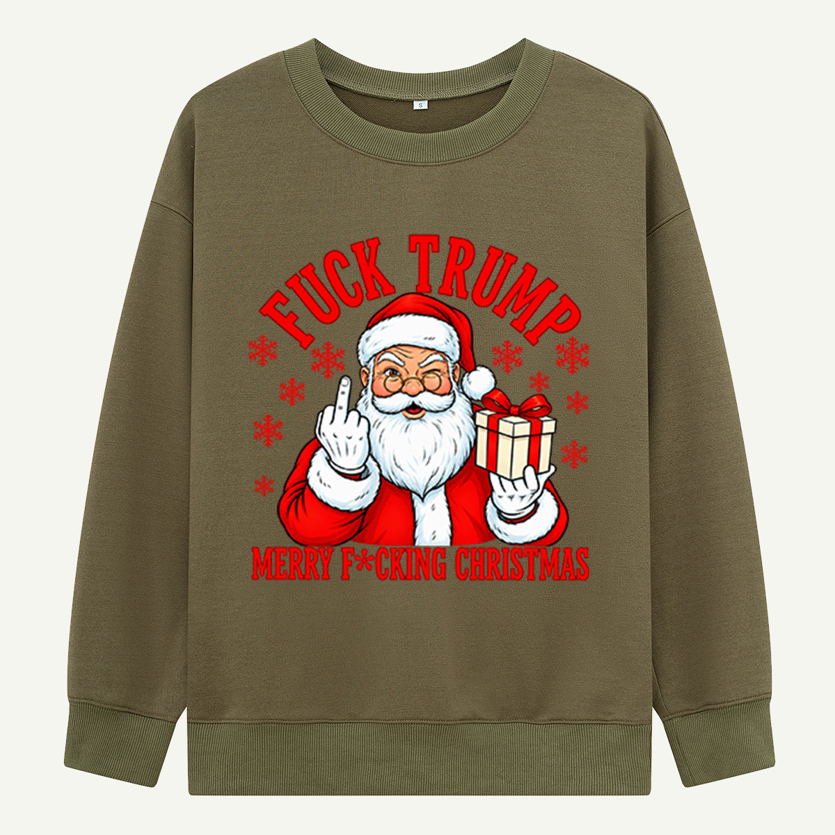 Fuck Trump Merry Fucking Christmas Santa Middle Finger Sweatshirts