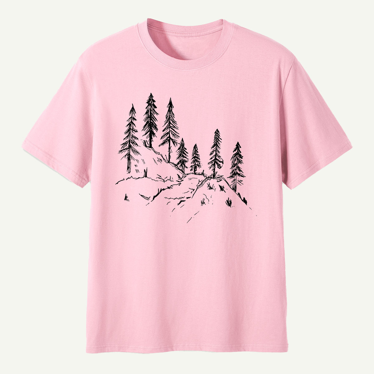 Pine Forest Ridge Line Art T-Shirt
