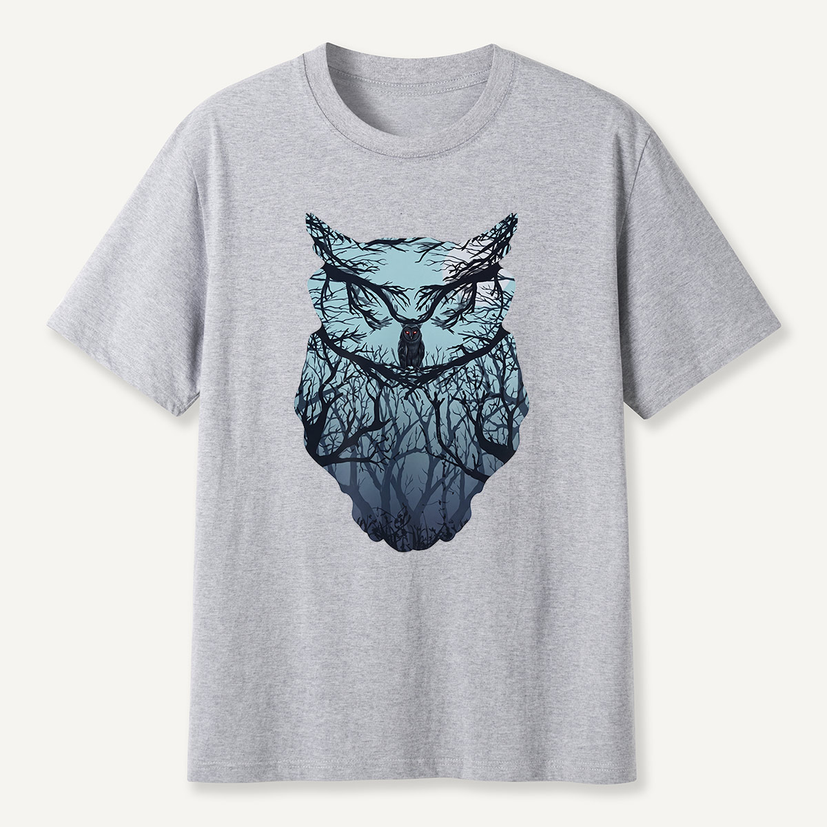 Midnight Forest Owl Double Exposure T-Shirt