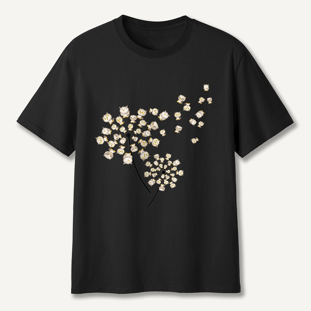 Owl Blossom Tree Dandelion Style T-Shirt